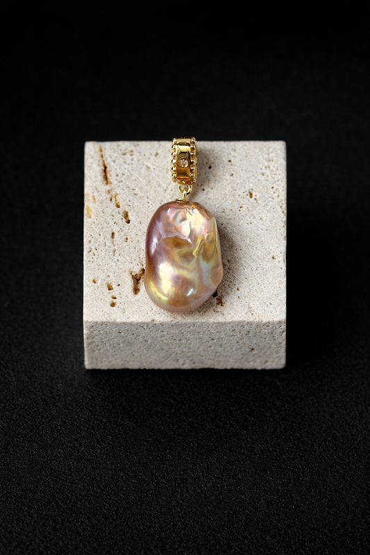 “Perfume Rose” Neon Baroque Gold Pendant
