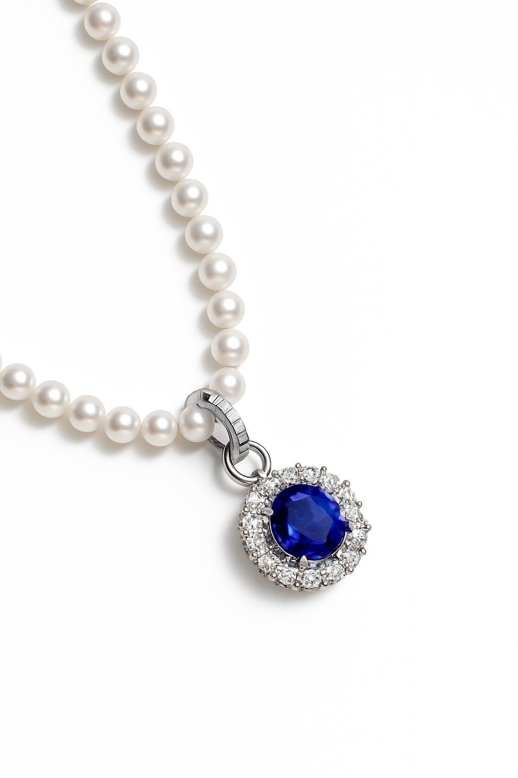 Cultivated Sapphire & Freshwater Pearl Cornflower Necklace