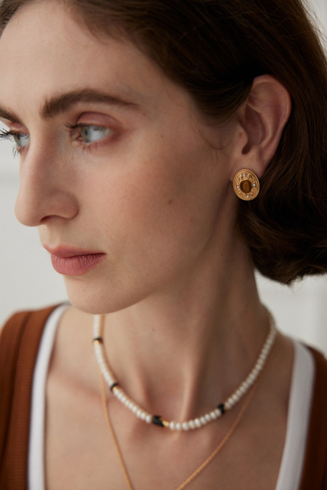 Embossed Tiger's Eye Earrings