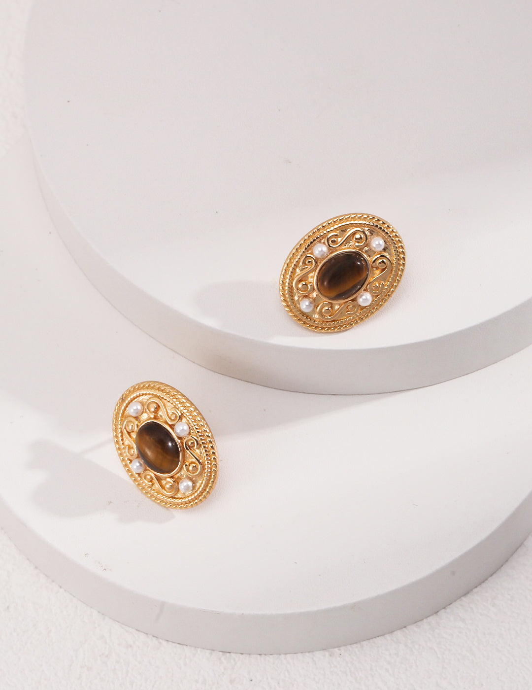 Embossed Tiger's Eye Earrings