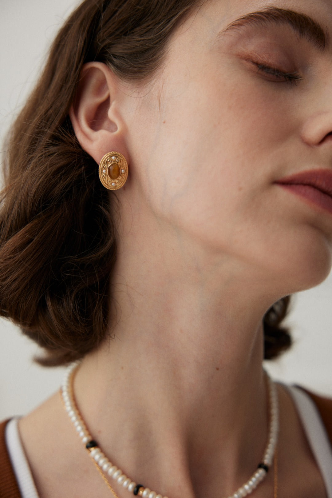 Embossed Tiger's Eye Earrings