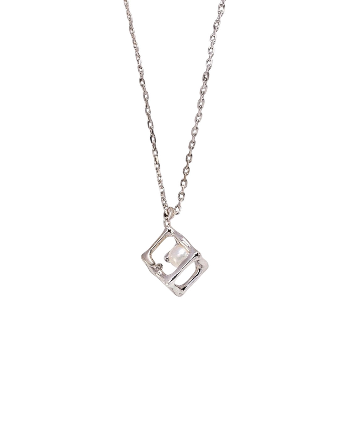 Cube Cage Pearl Necklace