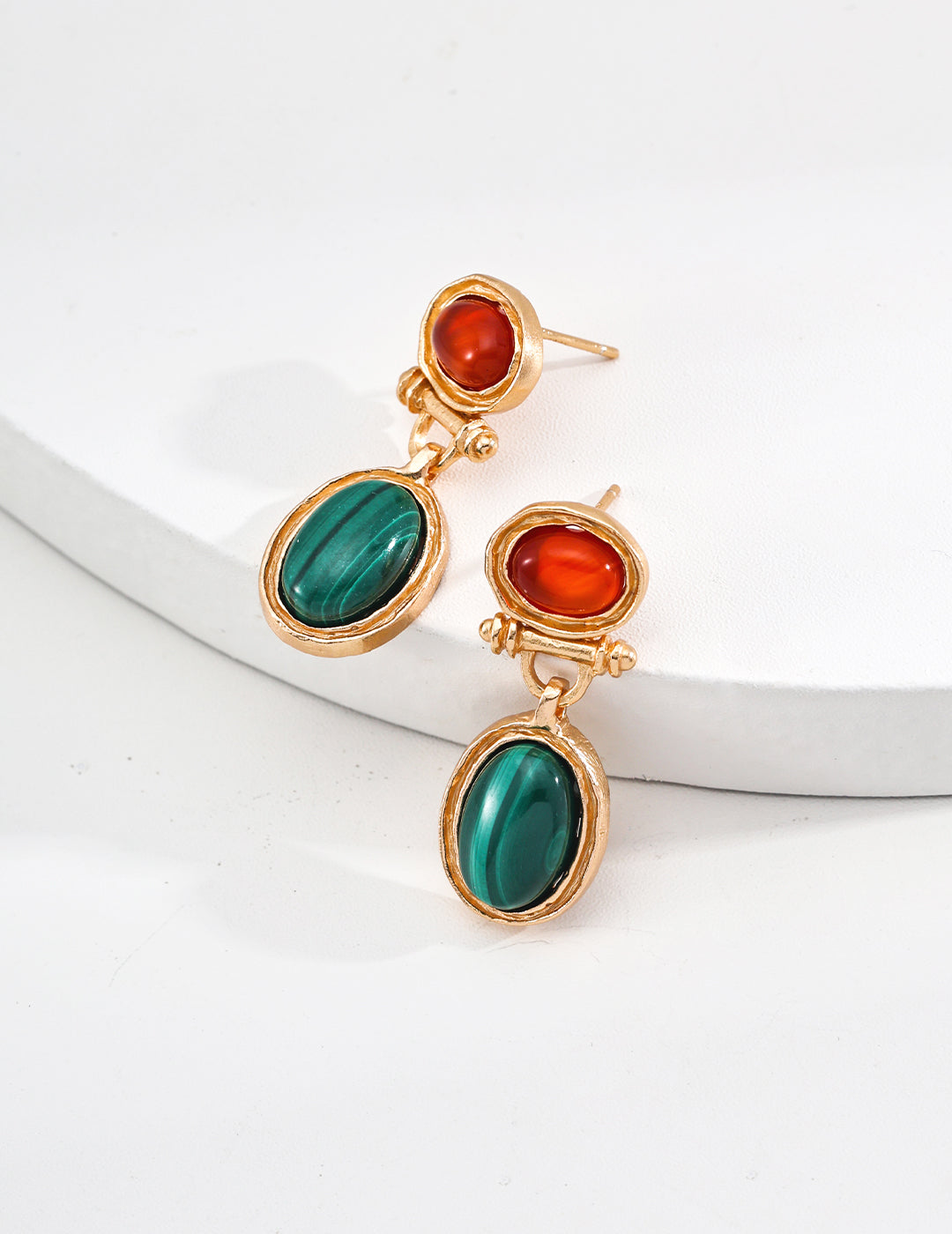 Boutique Malachite & Red Agate Earring