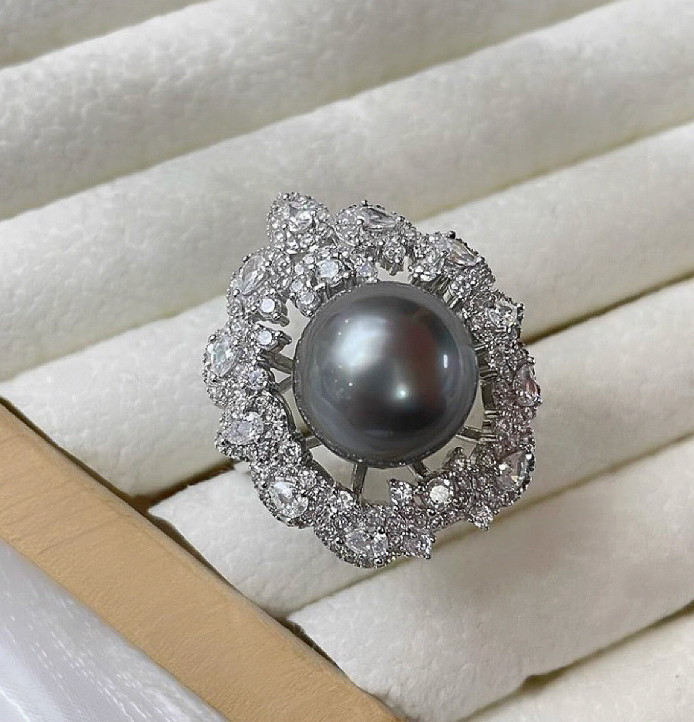 Lace Floral Tahiti Pearl Ring