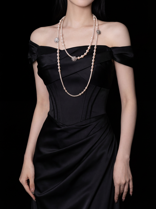 'Silver Daisy' Freshwater Pearl Sweater Chain