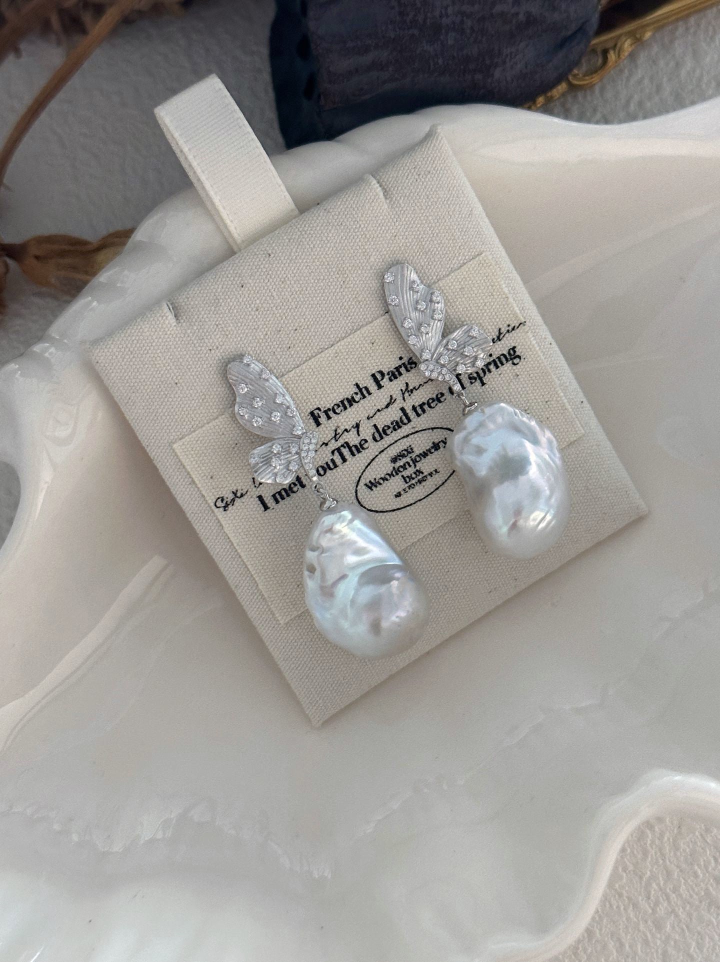 Butterfly Glitter Baroque Earrings