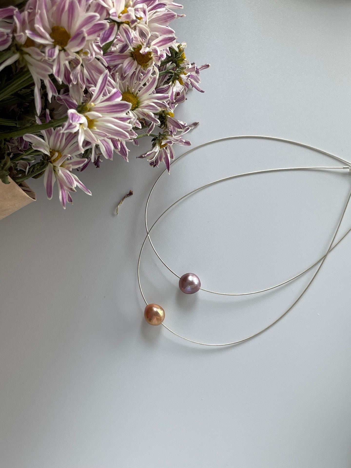 Purple/ Orange Edison Pearl Necklace