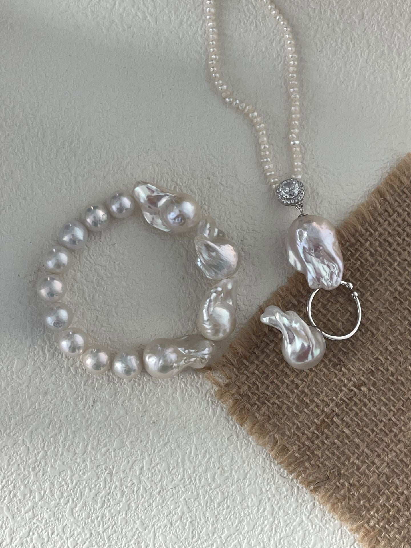 Pink Diamond Peony Bud Baroque Necklace