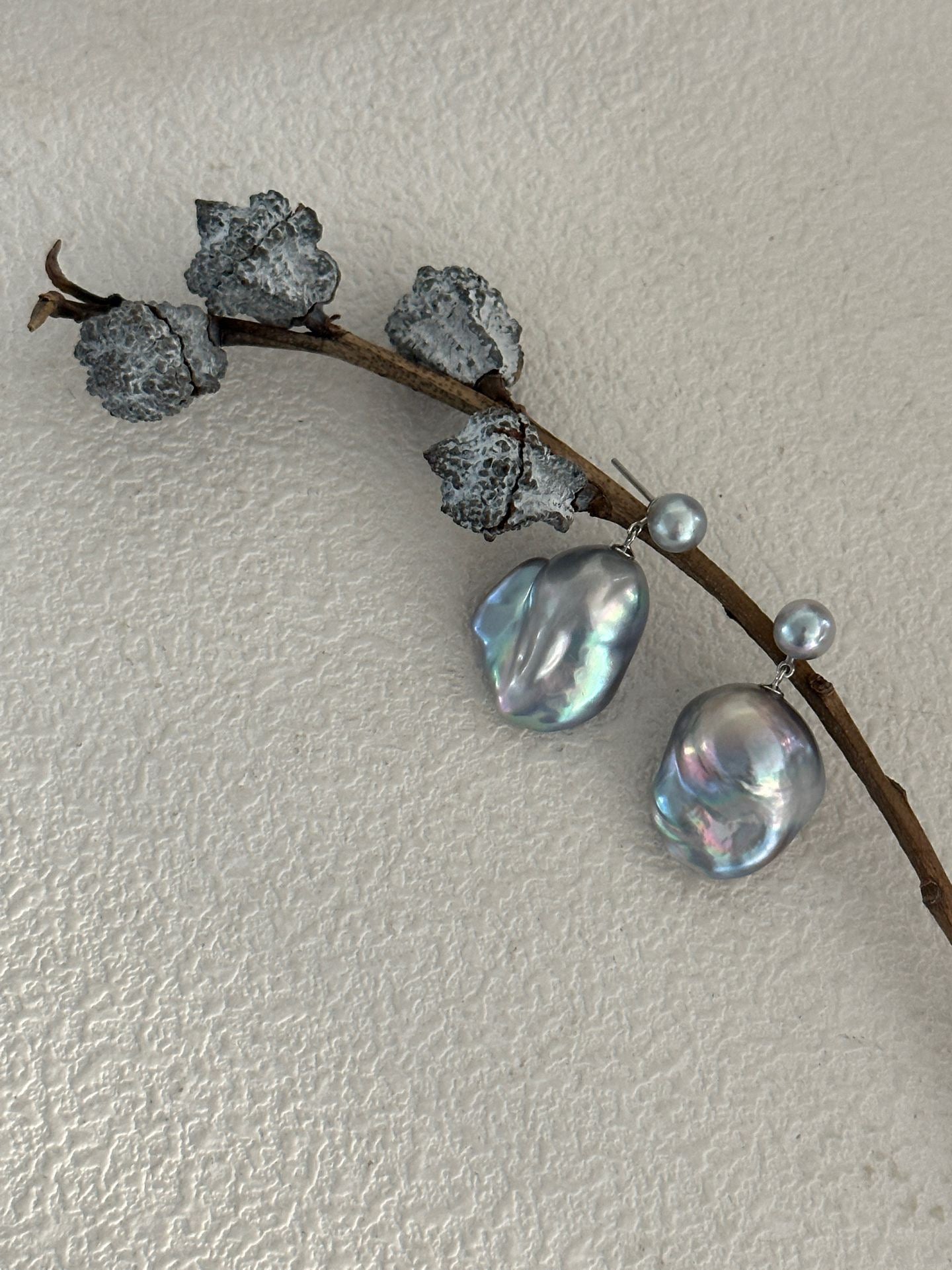 Grey Sea Makutama Baroque Pearl Earrings