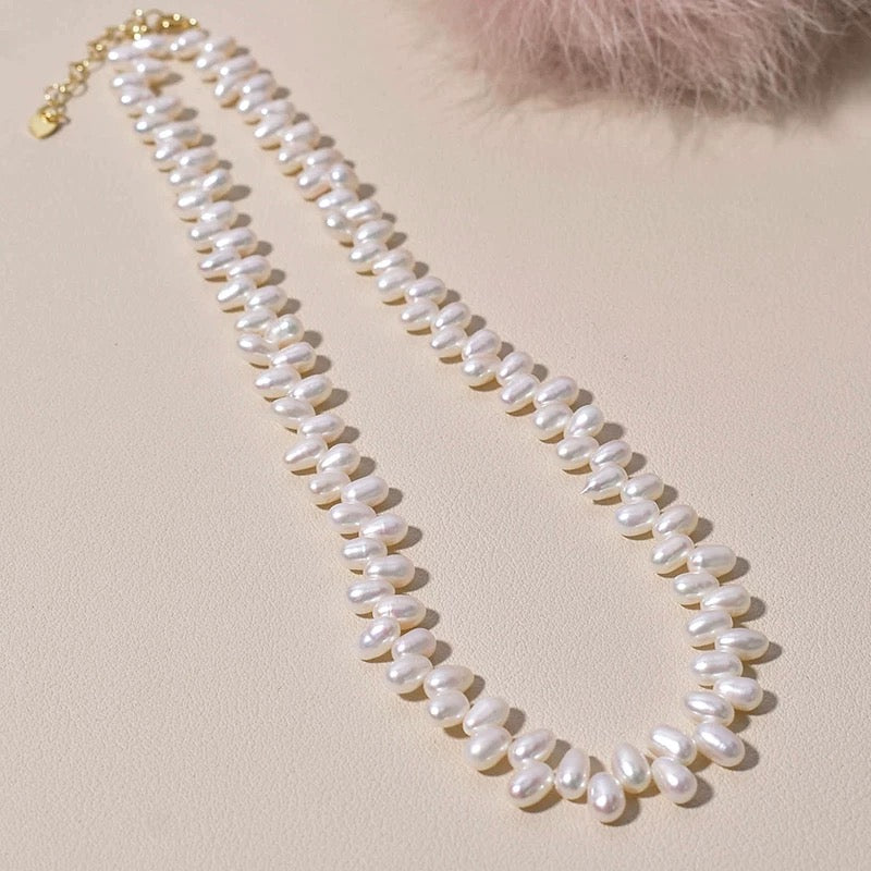 Double Flower Spike Pearl Necklace