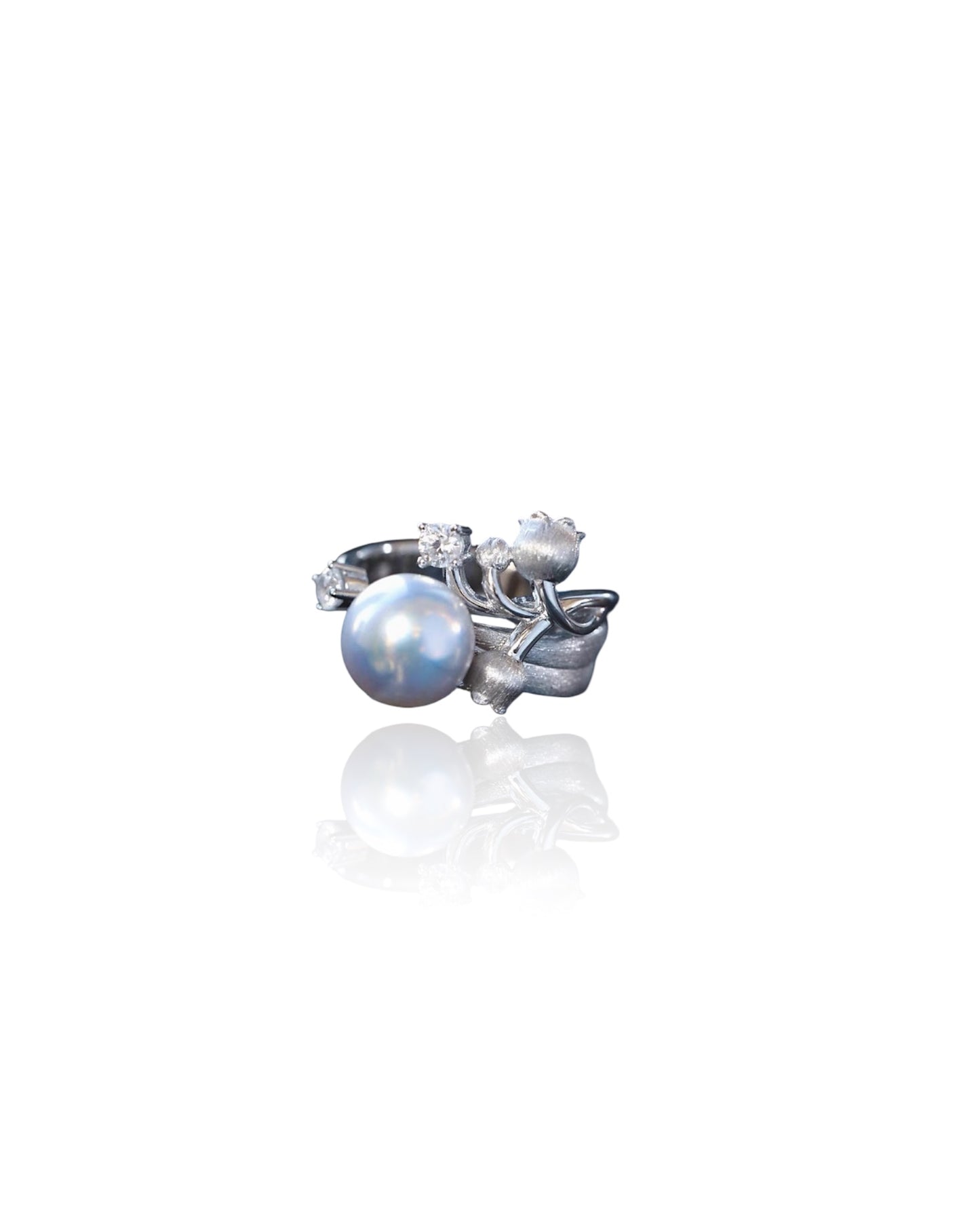Blue Lily of the valley Akoya Pearl Ring