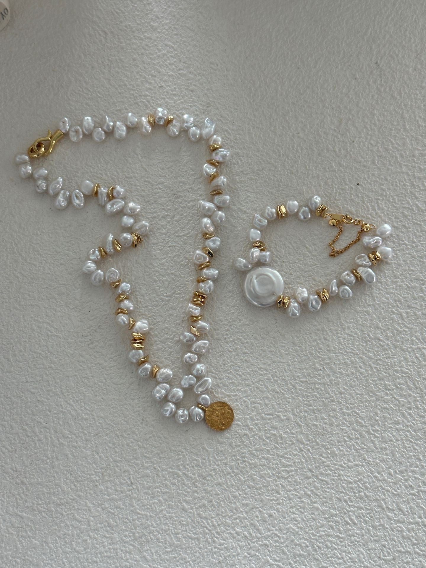 Metal Keshi Petal Golden Bracelet