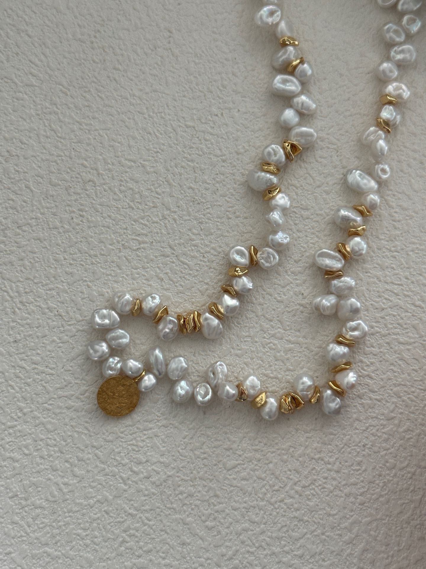 Metal Keshi Pearl Golden Necklace