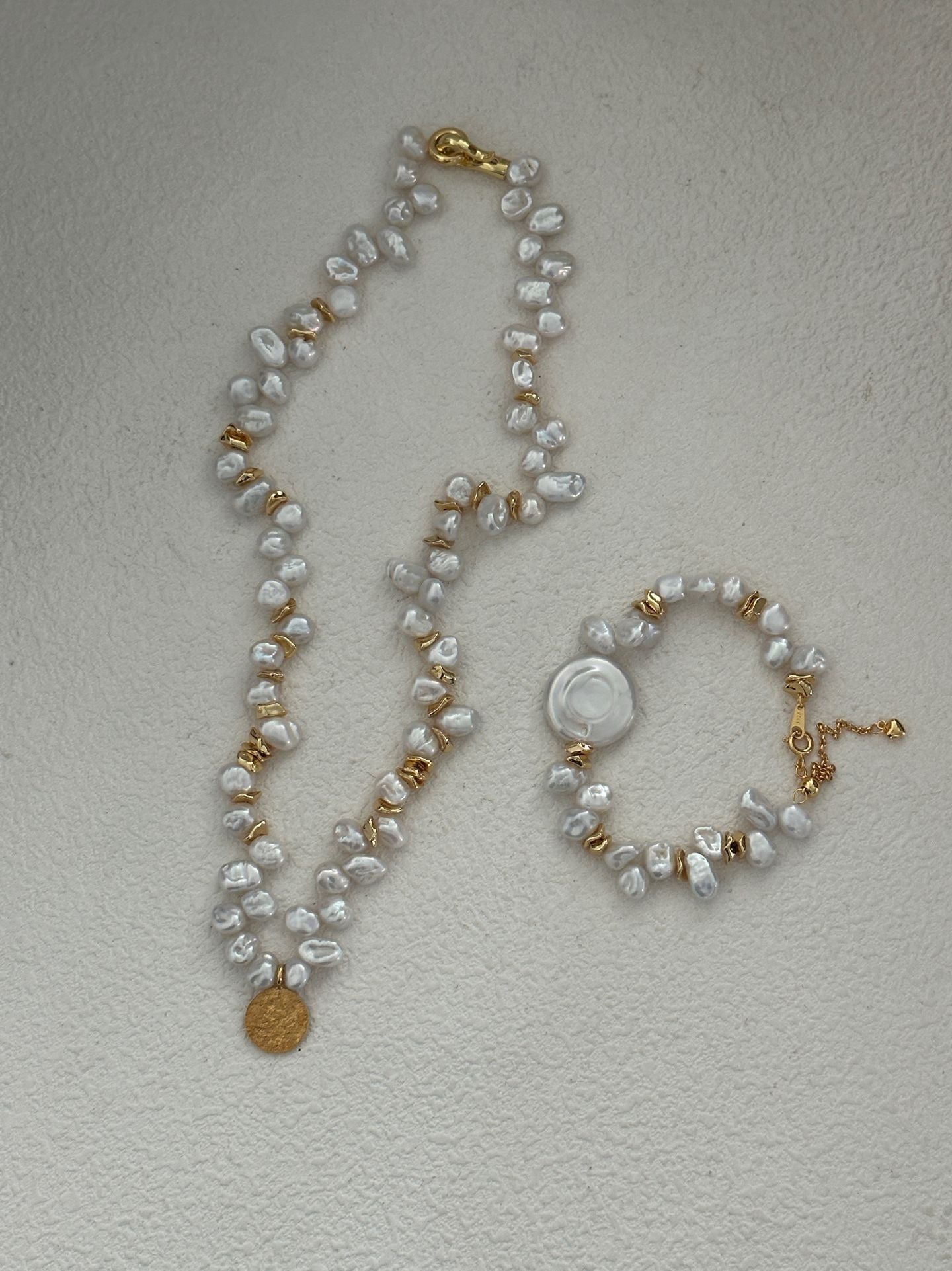 Metal Keshi Pearl Golden Necklace