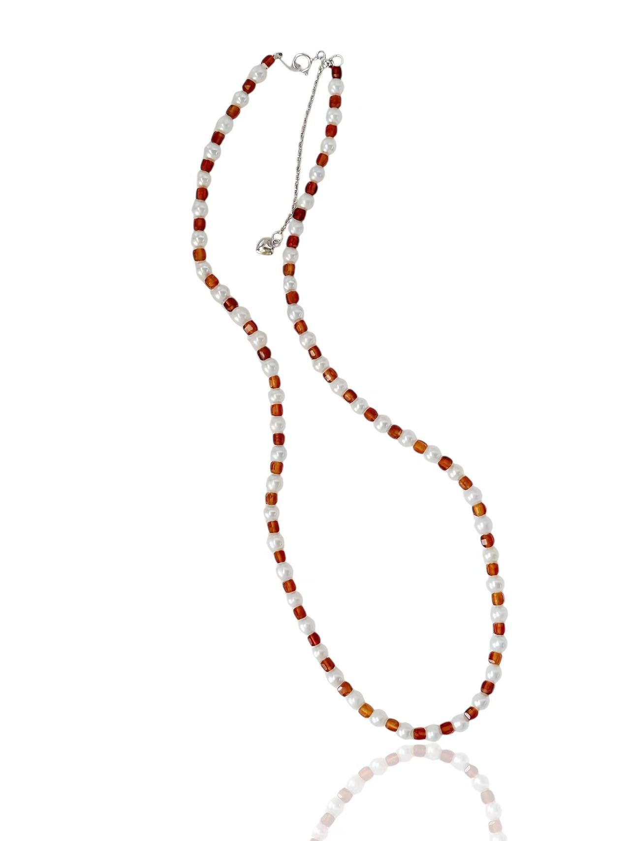 Tiny Pearl & Pomegranate Necklace