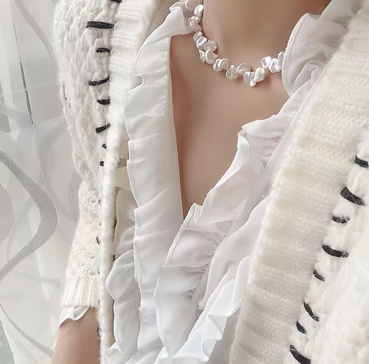 Lunar Debris Ice Flower Keshi Pearl Necklace