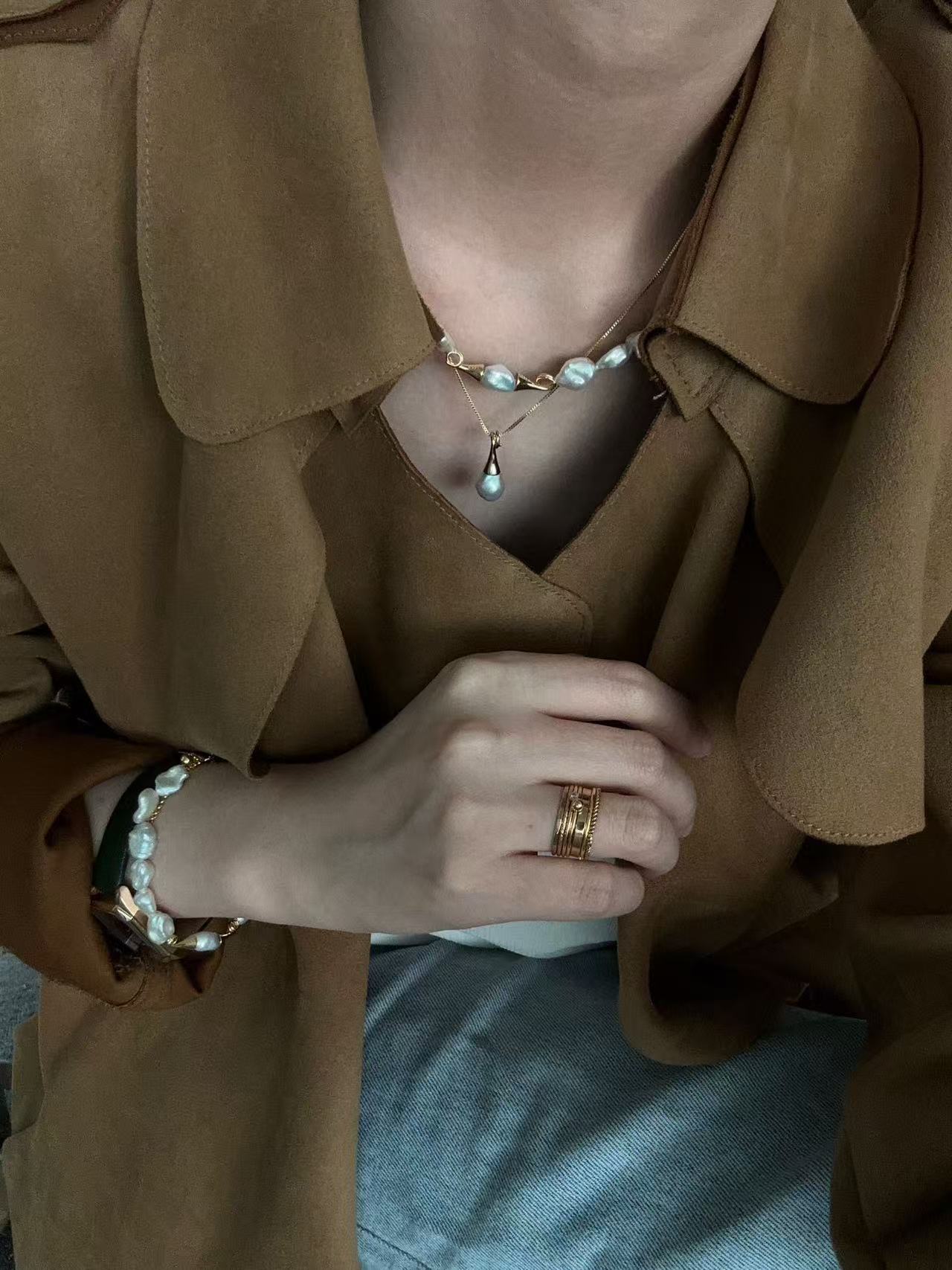 Bluebeard Pearl Bracelet&Necklace Set