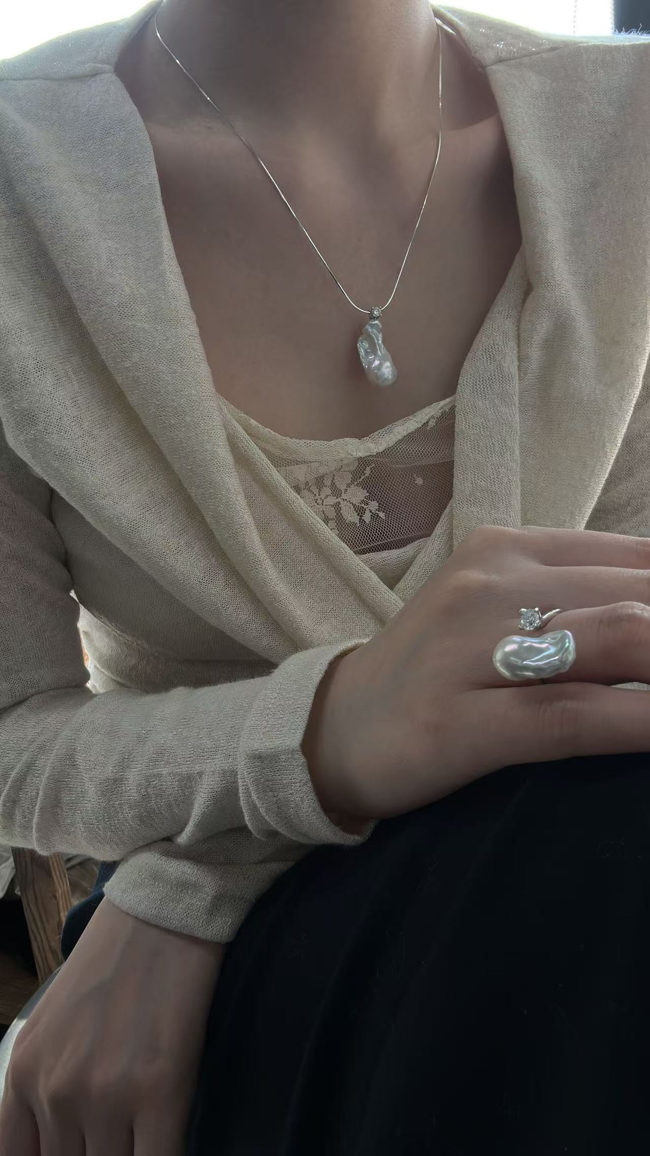Princess Diana Silver Baroque Pendant
