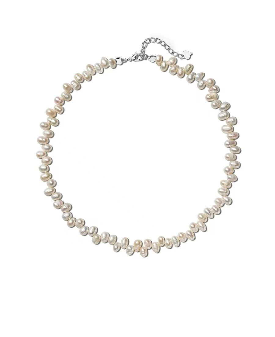Double Flower Spike Pearl Necklace