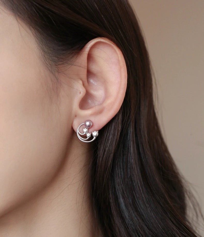 Lily-of-the-valley Purple Freshwater Pearl Studs