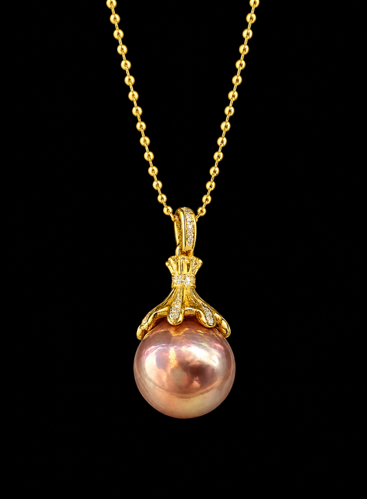 Neon-Hued Baroque Golden Crown Necklace
