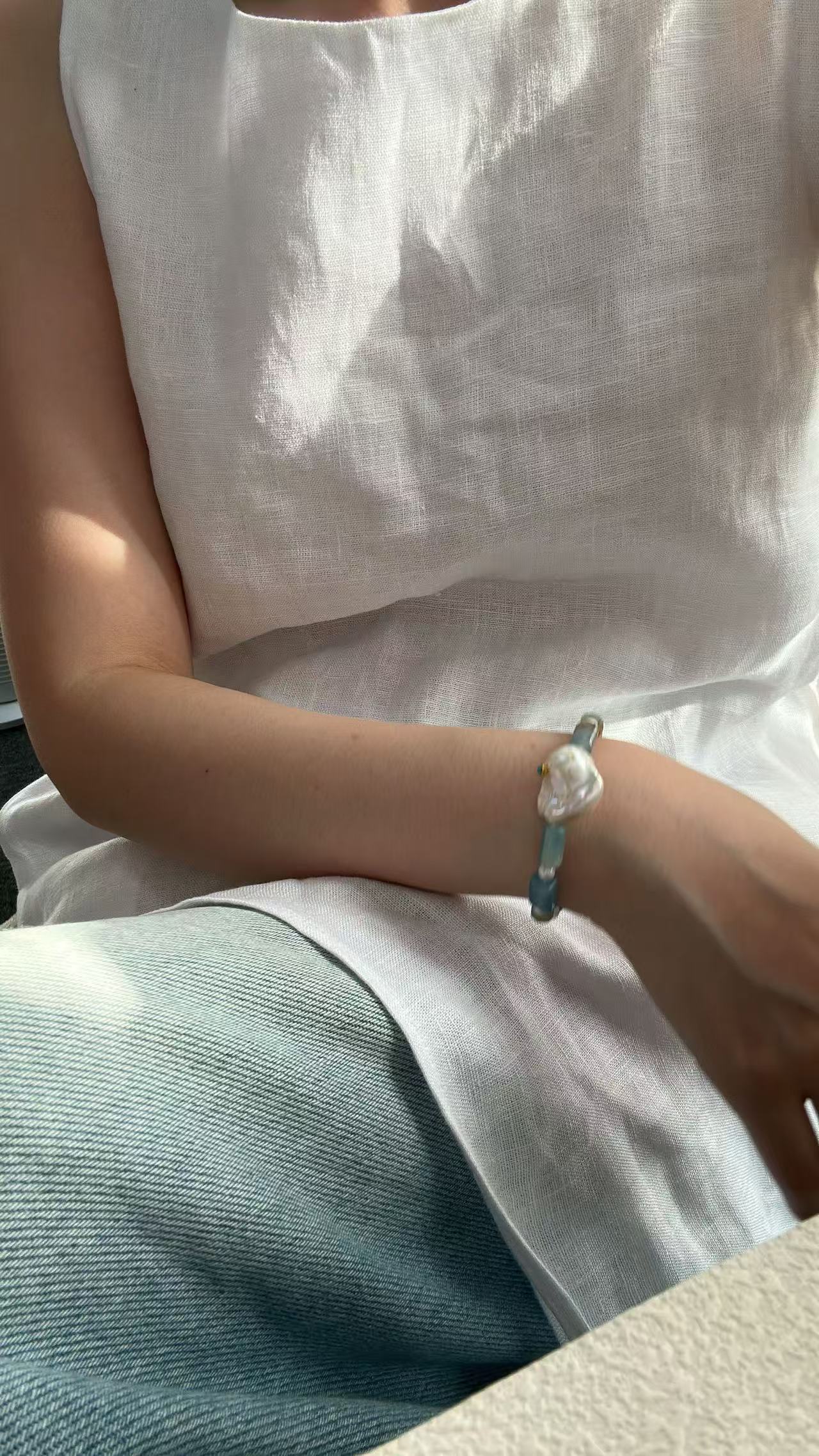 Blue Eye Turquoise Crystal Baroque Bracelet