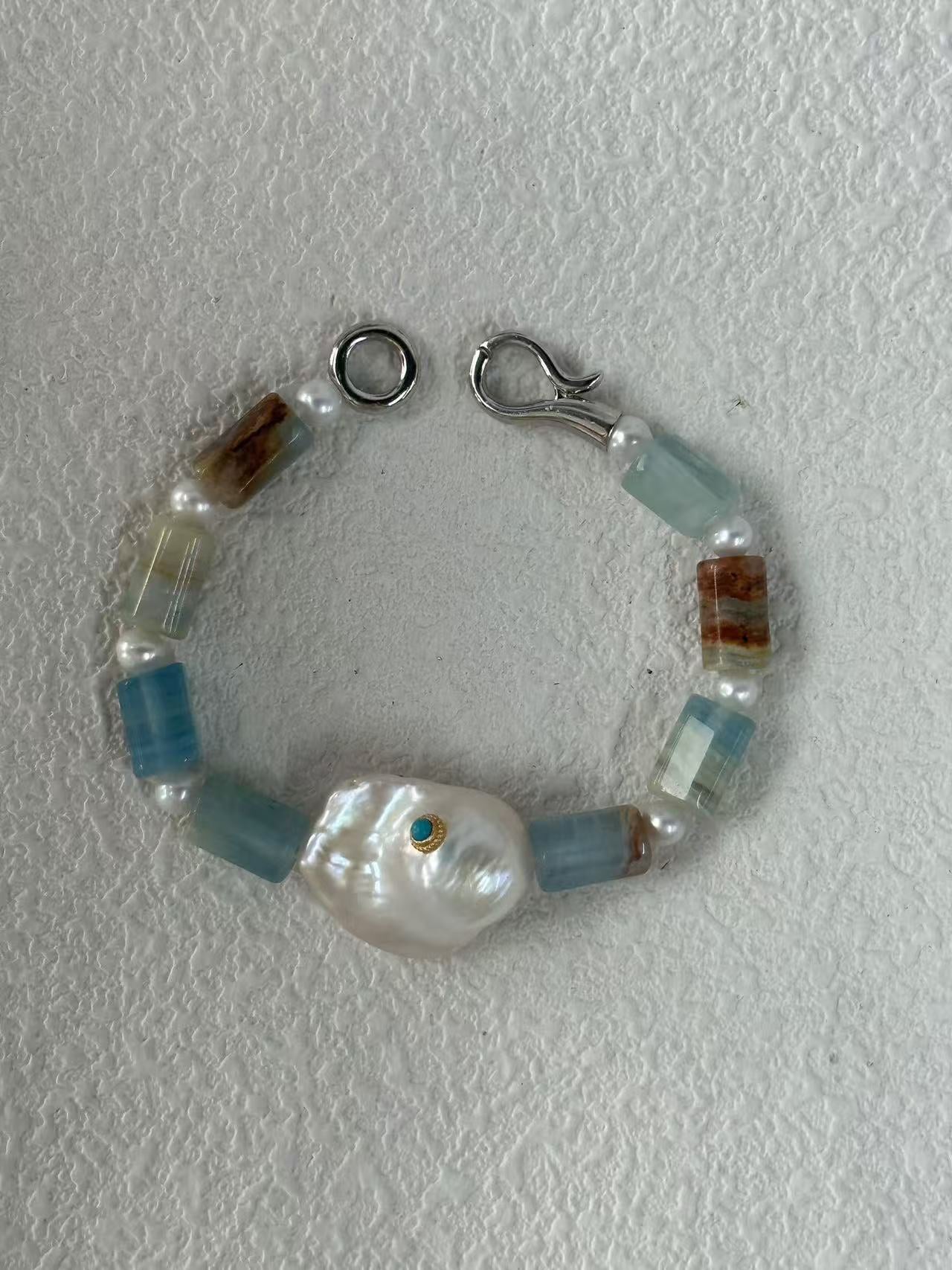 Blue Eye Turquoise Crystal Baroque Bracelet