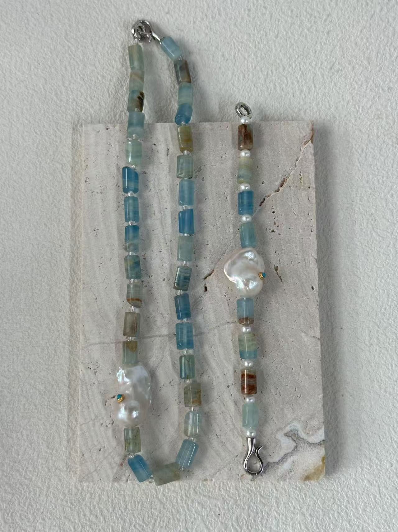 Blue Eye Turquoise Crystal Baroque Necklace