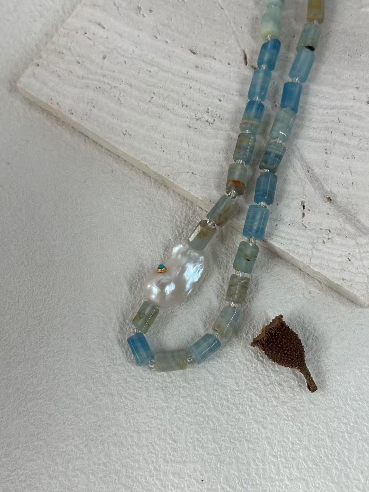 Blue Eye Turquoise Crystal Baroque Necklace