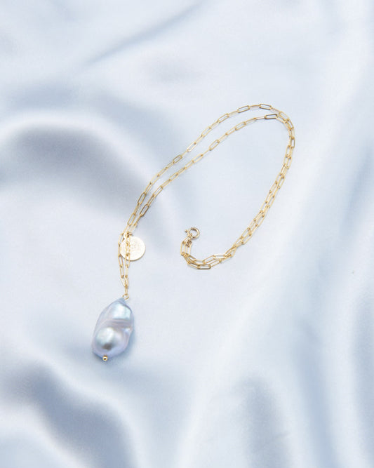 Blue-Blooded Baroque Natural Pearl Gold-Plated Silver Roman Pendant