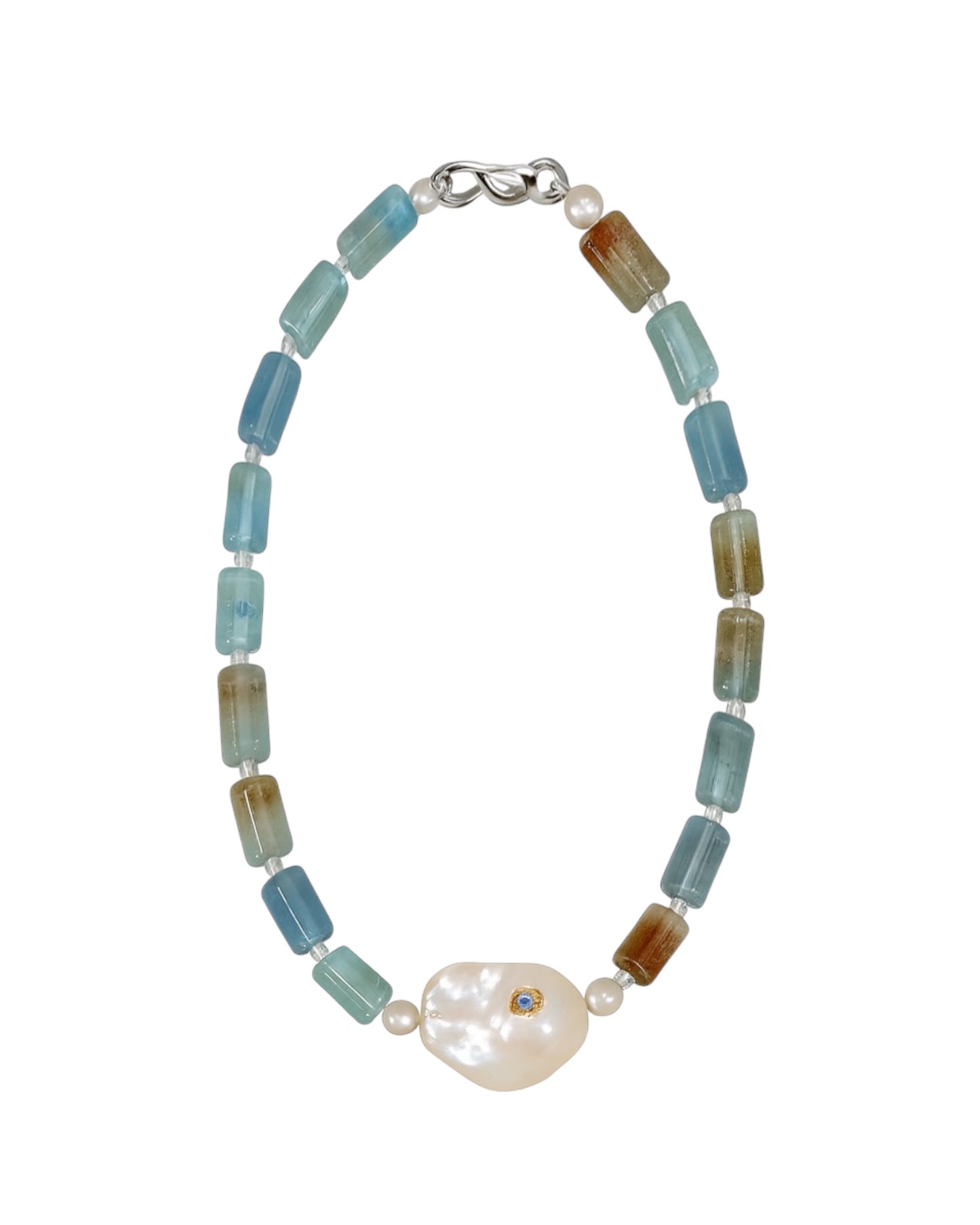 Blue Eye Turquoise Crystal Baroque Necklace