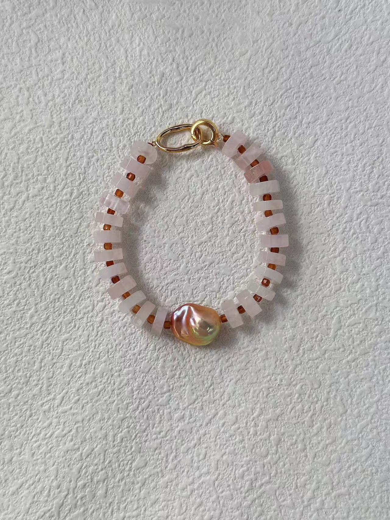 Jelly Pink Crystal Dazzling Baroque Bracelet