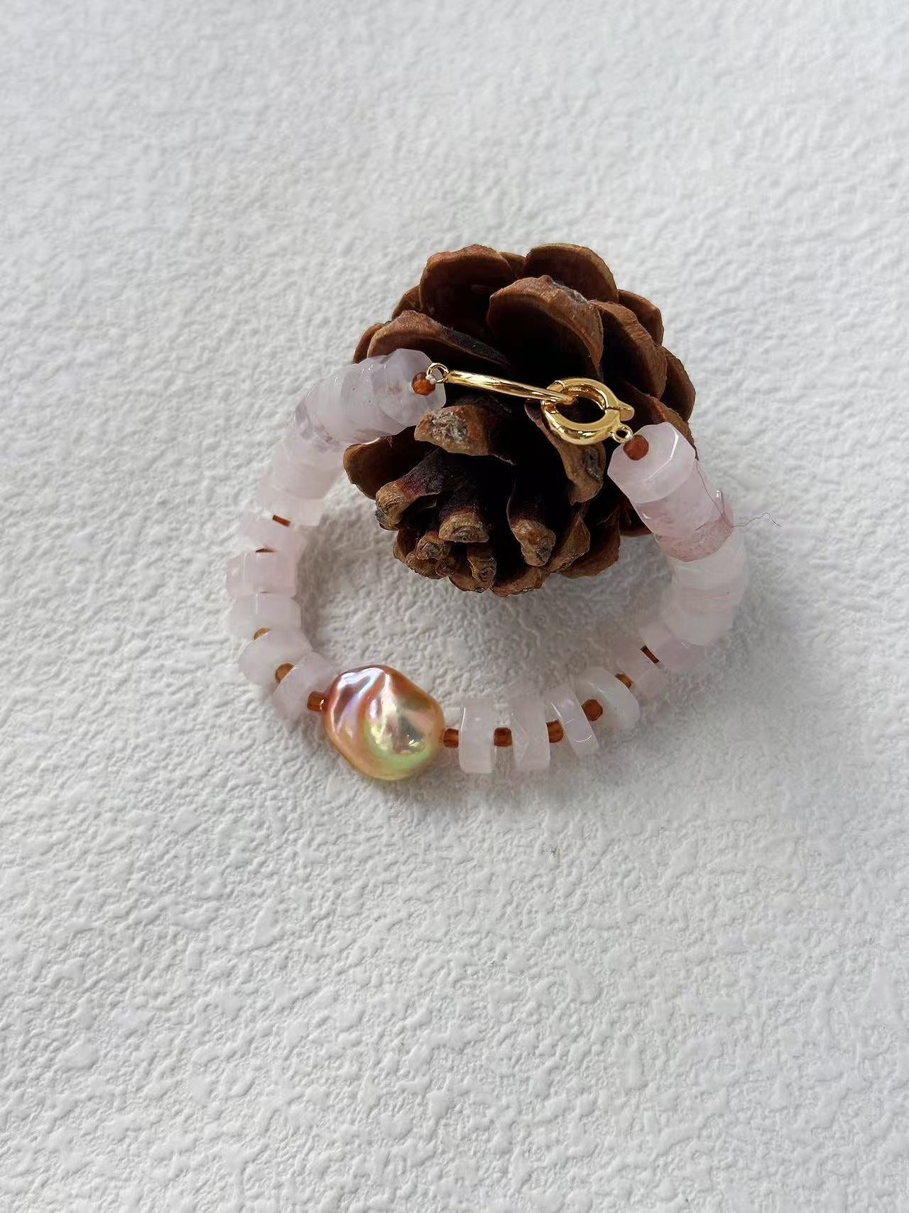 Jelly Pink Crystal Dazzling Baroque Bracelet