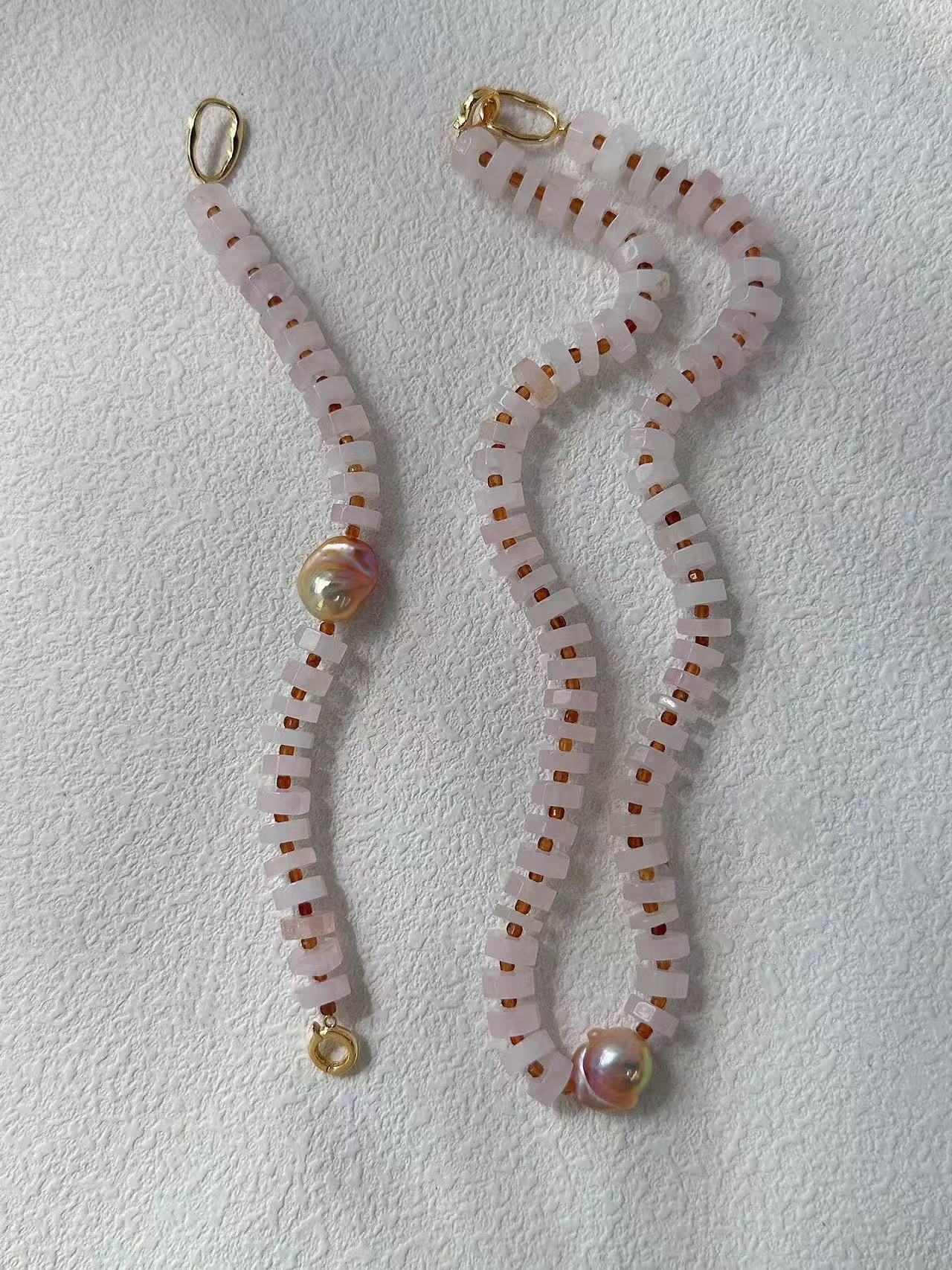 Jelly Pink Crystal Dazzling Baroque Necklace