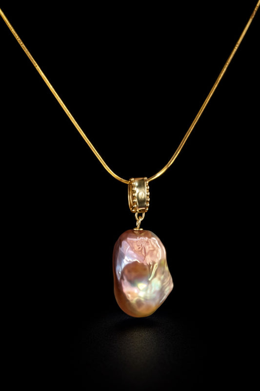“Perfume Rose” Neon Baroque Gold Pendant