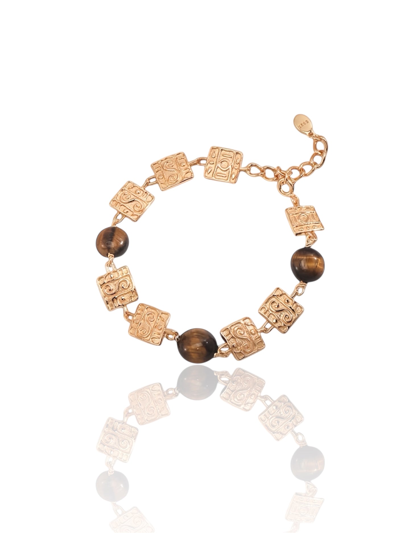 Tiger Eye& Relief Sculpture Bracelet