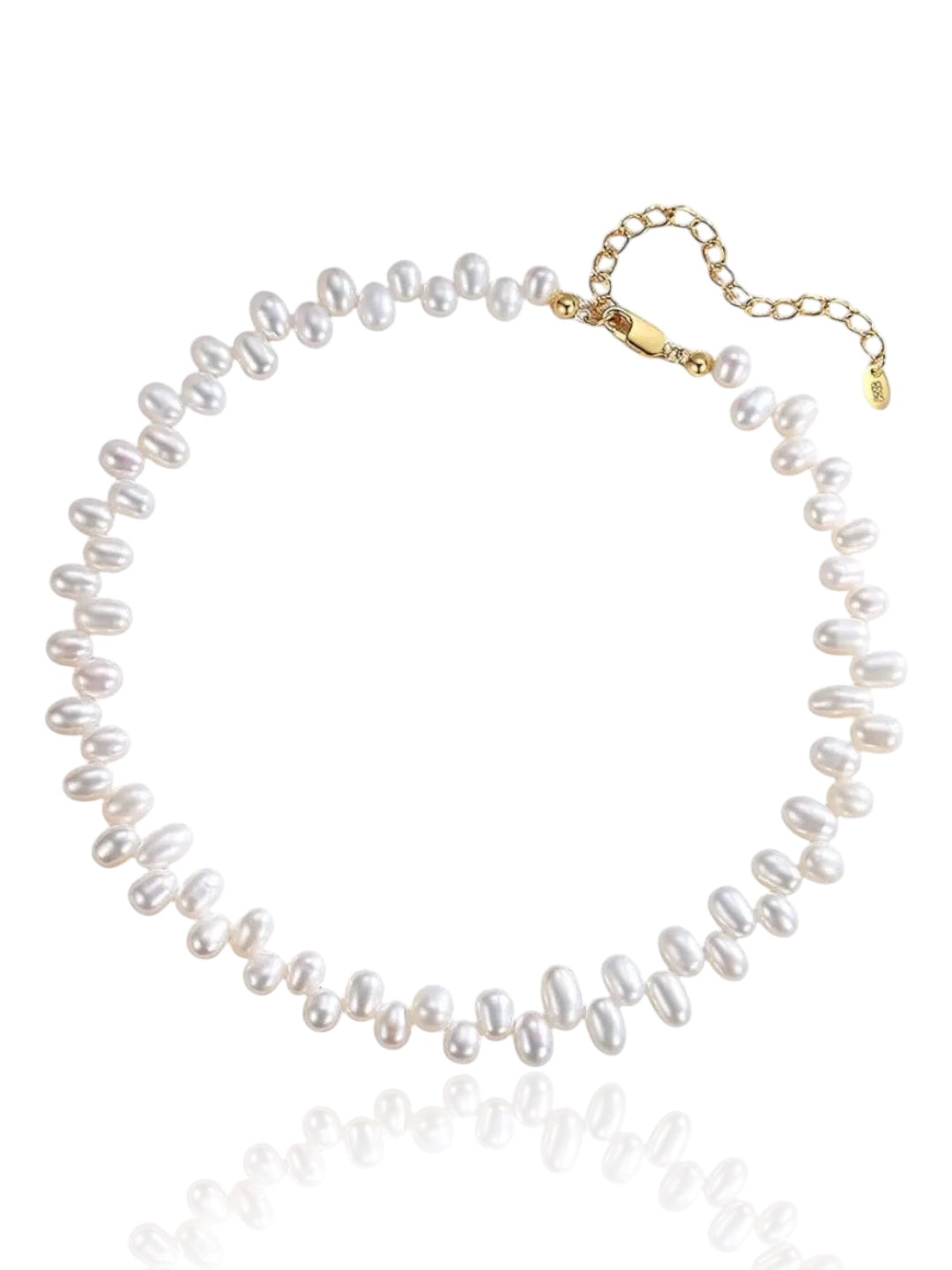 Double Flower Spike Pearl Necklace