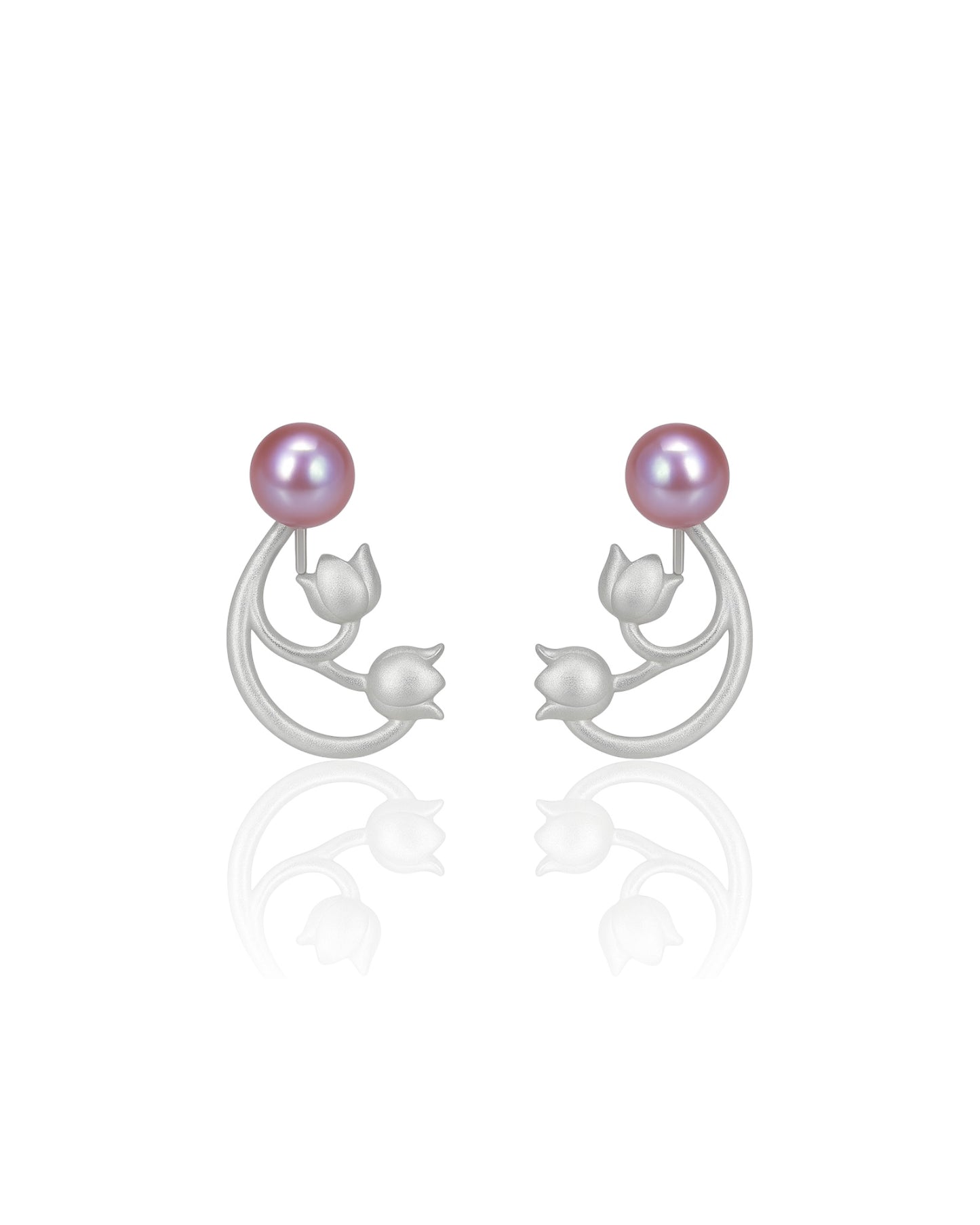 Lily-of-the-valley Purple Freshwater Pearl Studs