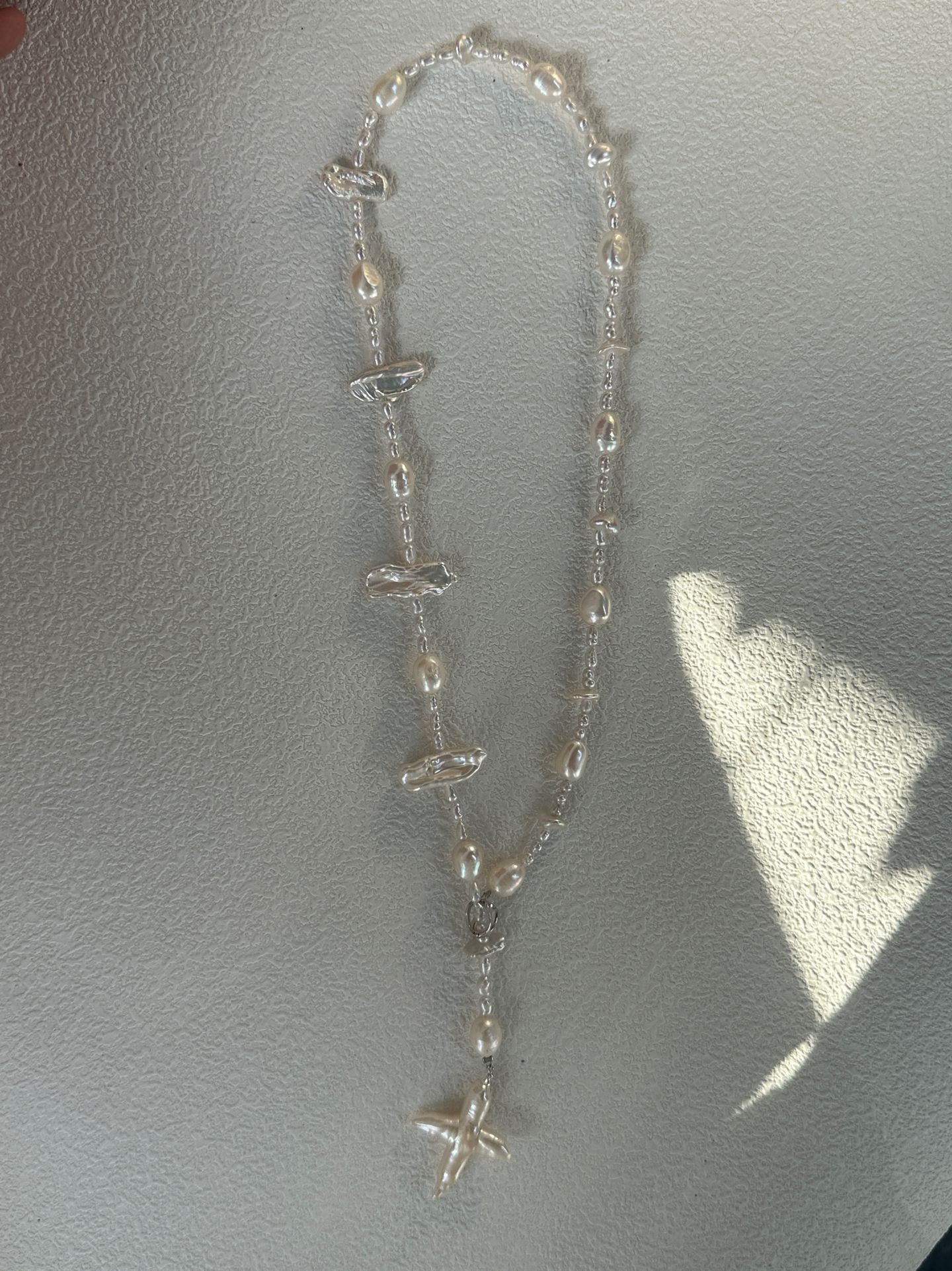 Fishbone Baroque Cross Necklace
