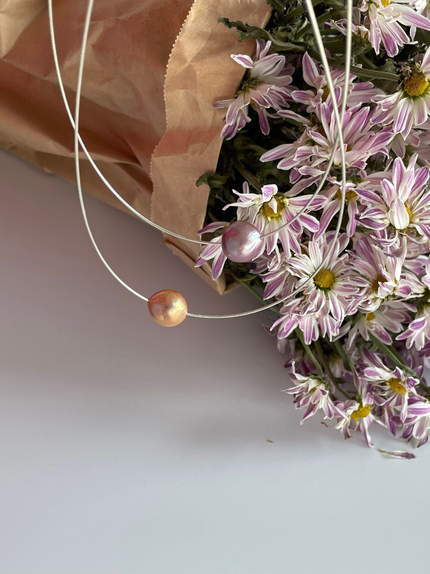 Purple/ Orange Edison Pearl Necklace