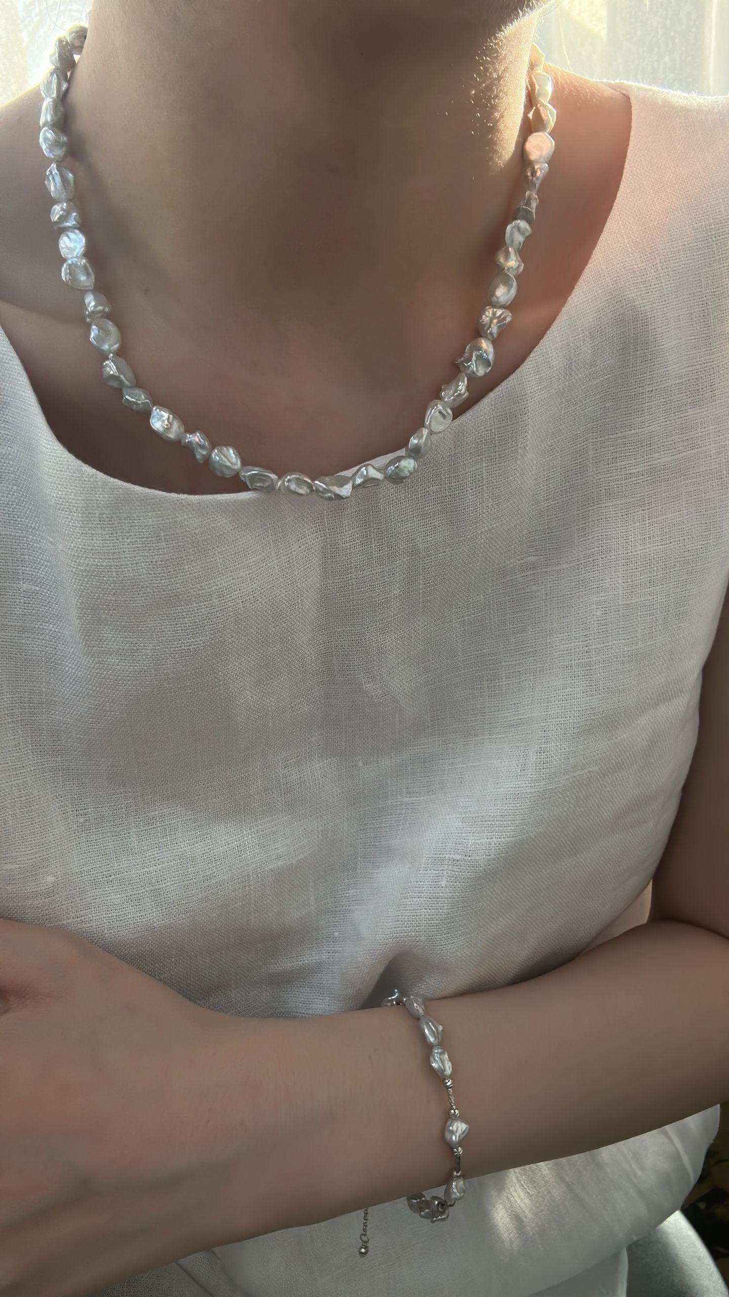 Blue Blood Keshi Pearl Necklace – Baroque Jewelry | Moon Fragment