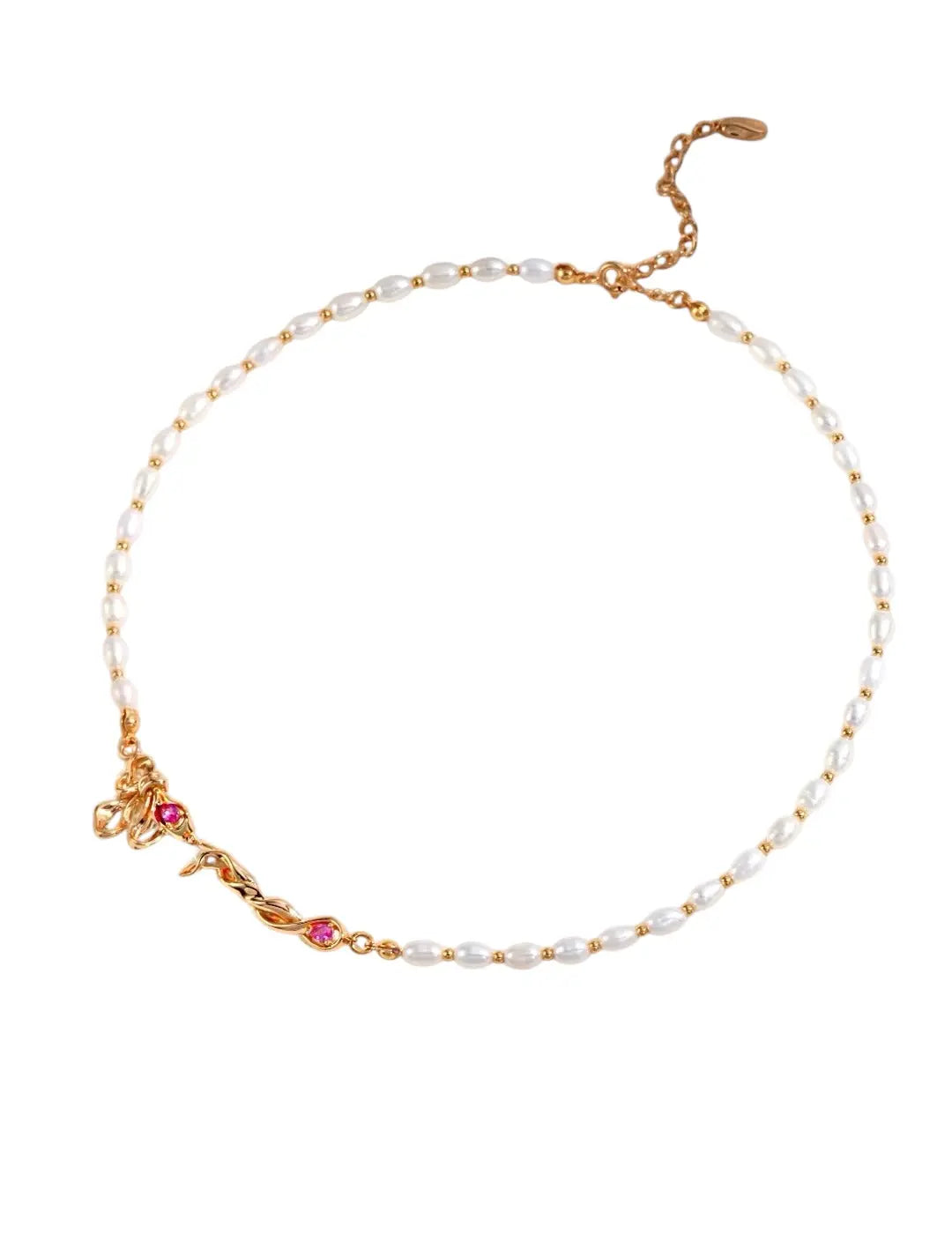 Roses Ruby Pearl Necklace My Store