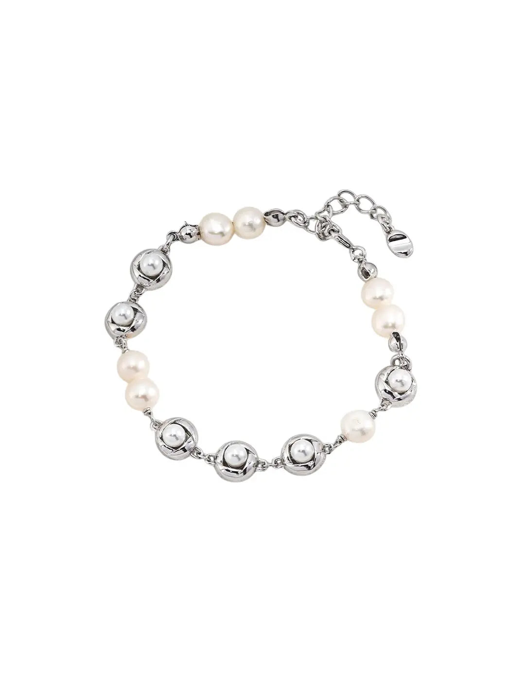 Round silver & Natural pearls Bracelet My Store