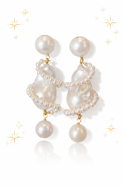 Dreamy Christmas Tree Baroque Pearl Earrings