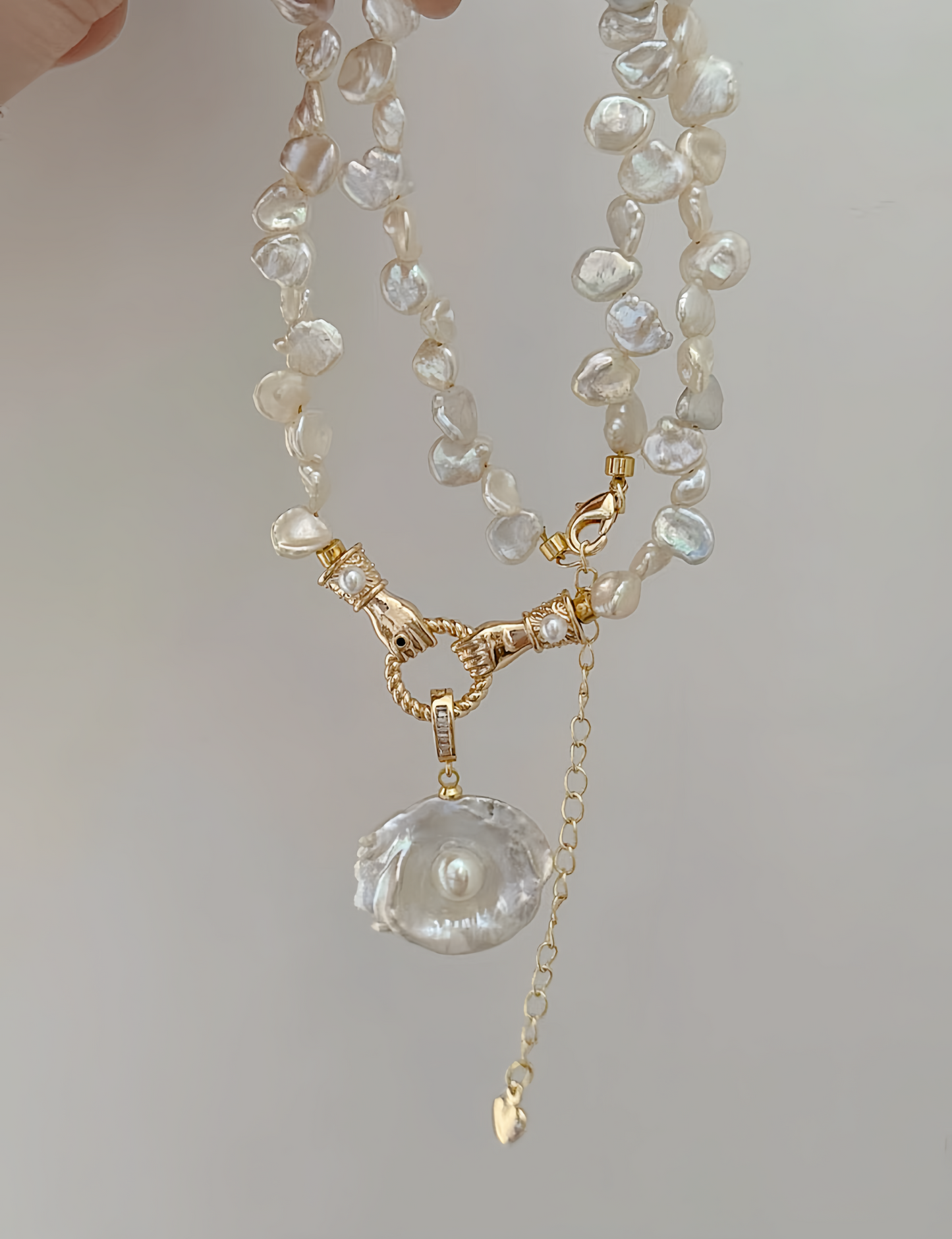 “The Golden Oath” Sun Eye Baroque and Keshi Pearl Necklace