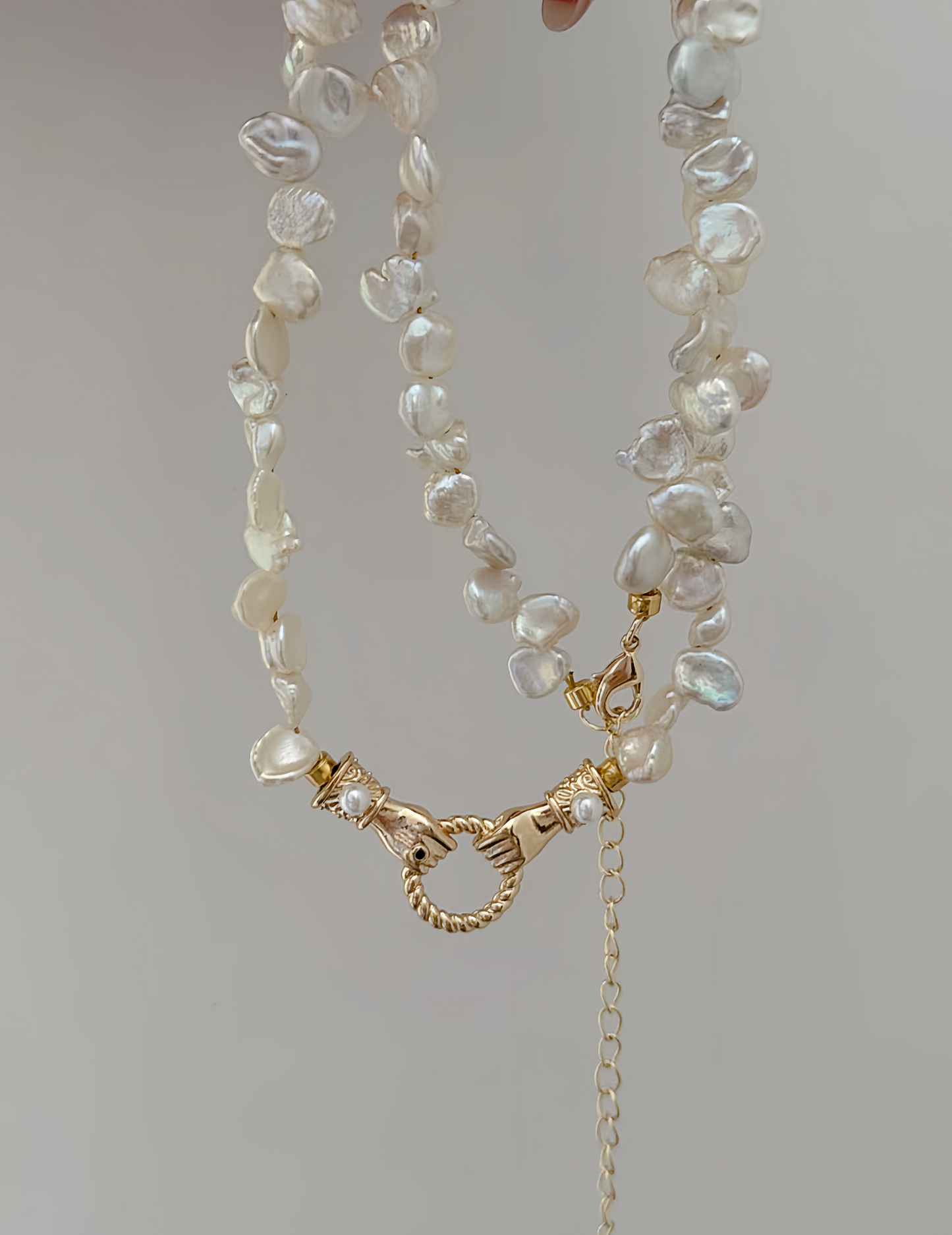 “The Golden Oath” Sun Eye Baroque and Keshi Pearl Necklace