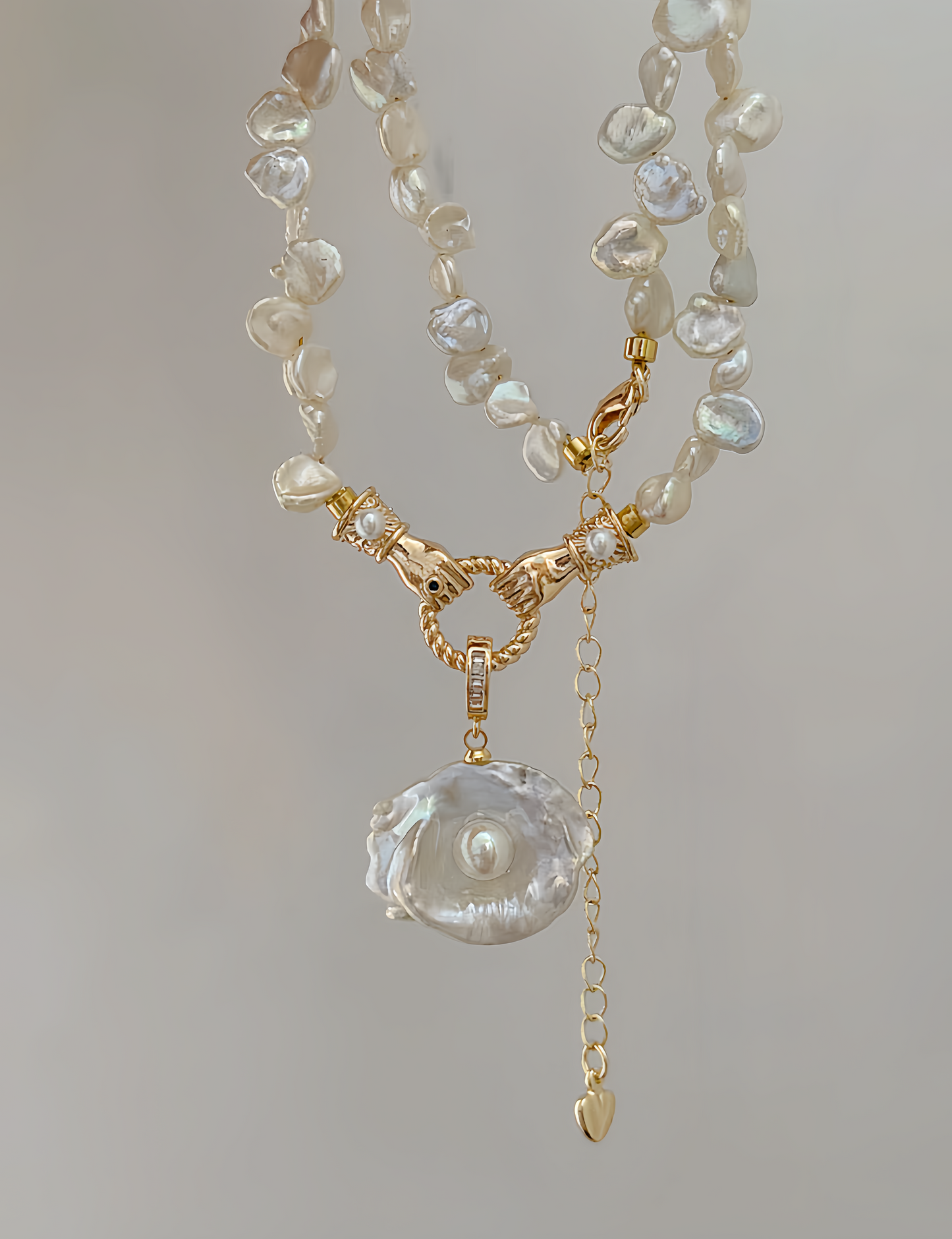 “The Golden Oath” Sun Eye Baroque and Keshi Pearl Necklace