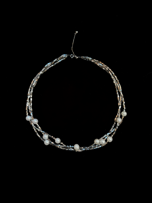 ‘Starlight’ Sterling Silver & Freshwater Pearl Tri-Layer Necklace