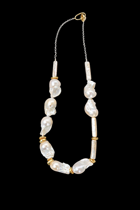 Barnwind Baroque Pearl Necklace with Metallic Accents