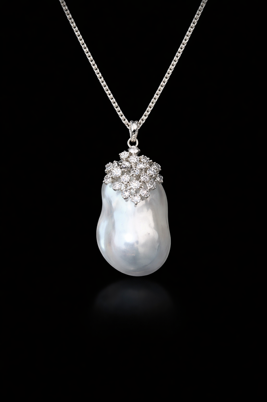 "Rose Estate" Champagne Baroque Pearl Pendant